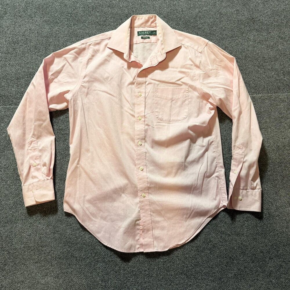 Lauren Ralph Lauren Dress Shirt Mens 15.5 34/35 Pink Solid Classic Fit Non Iron